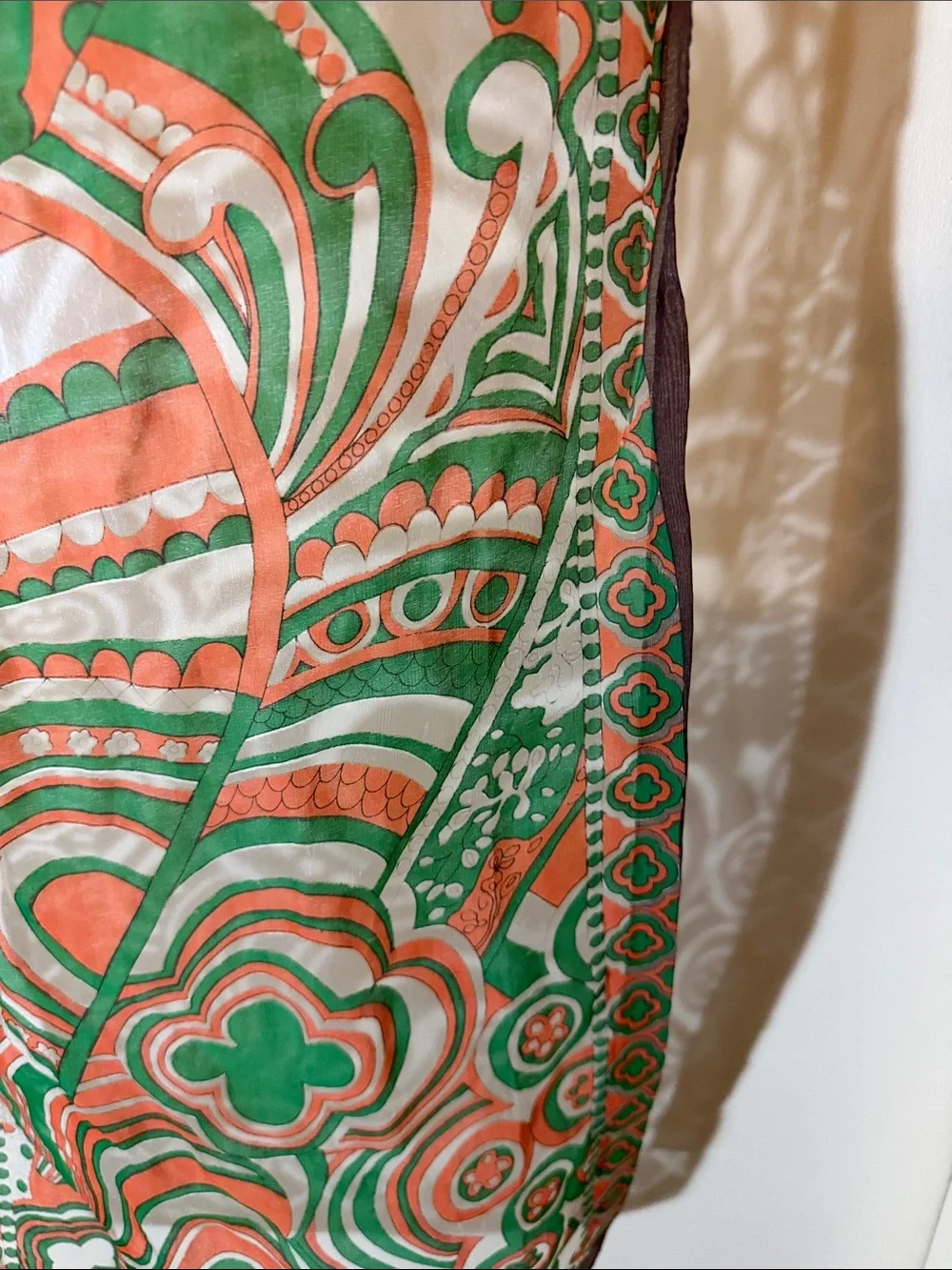Vintage Psychedelic Floral Paisley Scarf - 14” x 42” - Machine Sewn Edge - Japan